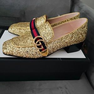 Gucci Peyton Women's Gold Glitter Loafer